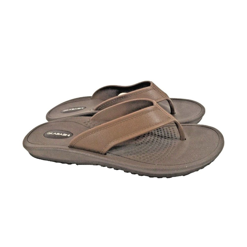 Okabashi Surf Flip Flops Sandals for Men Brown